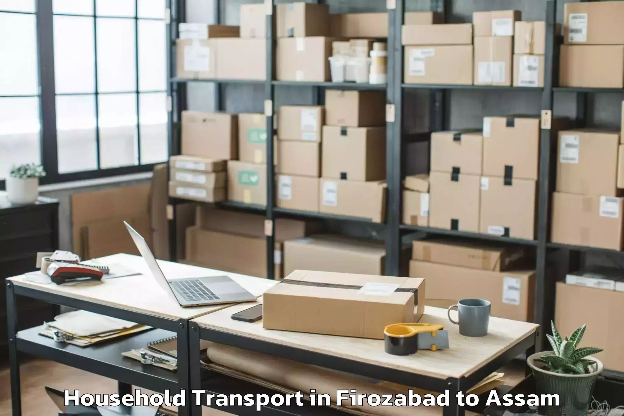 Book Firozabad to Dergaon Household Transport